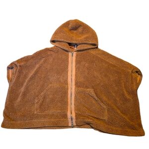 Free People Hooded Faux Sherpa Oversized Poncho Front Pocket Size XS/S